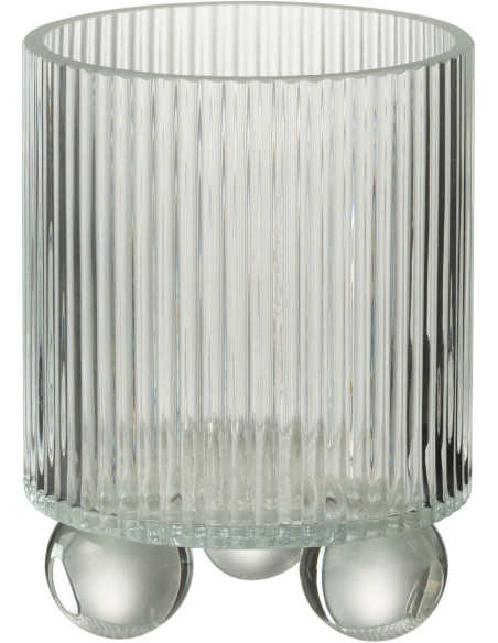 Photophore moderne sur pied D 12 cm Verre Transparent Clara 