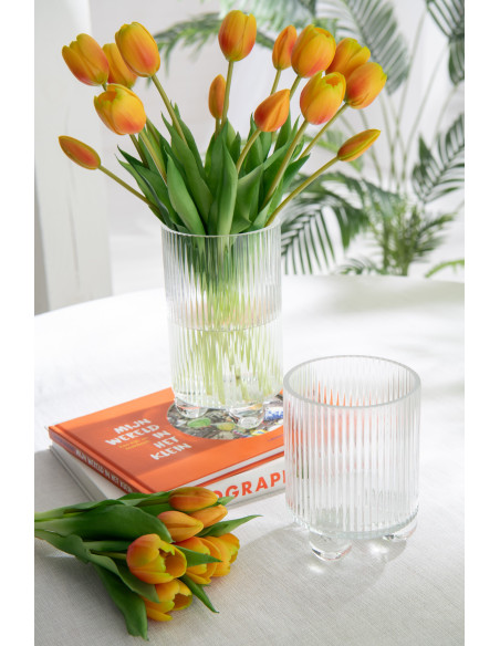 Photophore moderne sur pied D 12 cm Verre Transparent Clara 