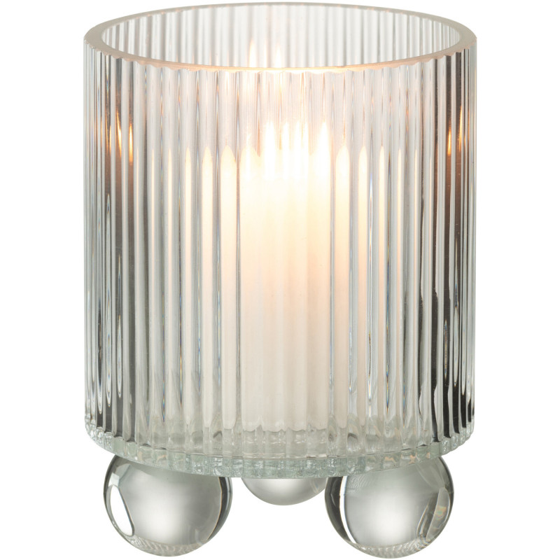 Photophore moderne sur pied D 12 cm Verre Transparent Clara 