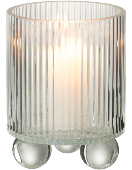 Photophore moderne sur pied D 12 cm Verre Transparent Clara 