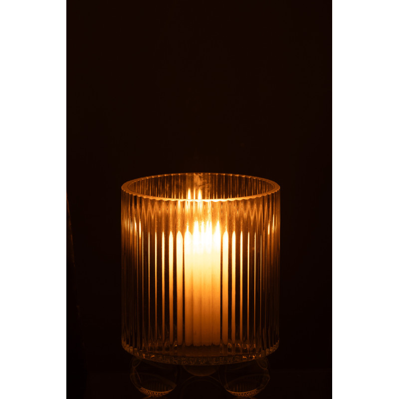 Photophore moderne sur pied D 12 cm Verre Transparent Clara 