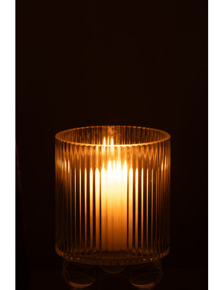 Photophore moderne sur pied D 12 cm Verre Transparent Clara 