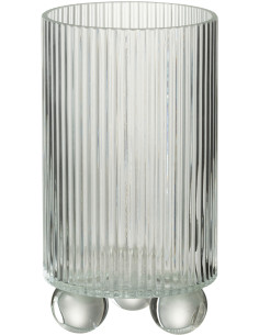 Photophore haut moderne sur pied H 21 cm Verre Transparent Clara 