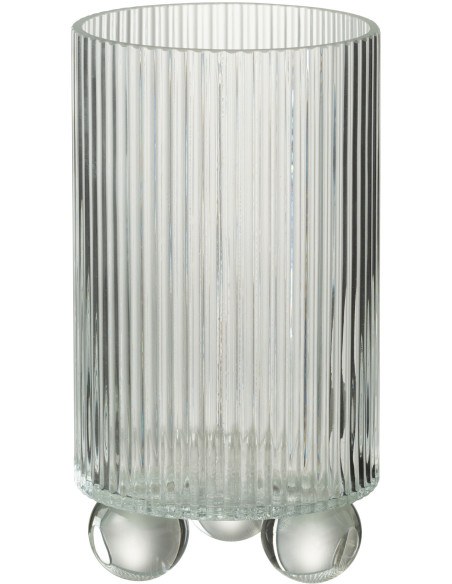 Photophore haut moderne sur pied H 21 cm Verre Transparent Clara 