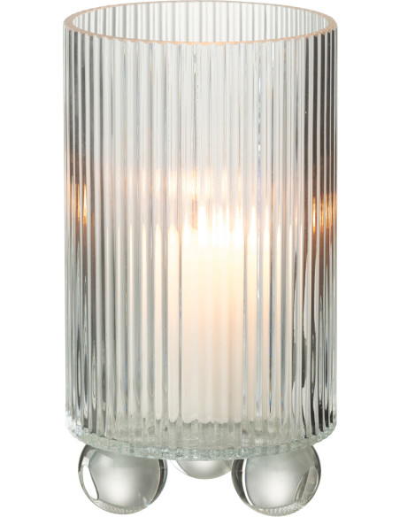 Photophore haut moderne sur pied H 21 cm Verre Transparent Clara 