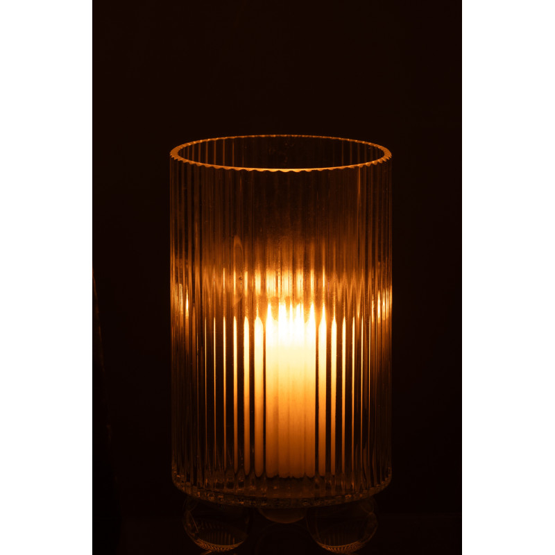 Photophore haut moderne sur pied H 21 cm Verre Transparent Clara 