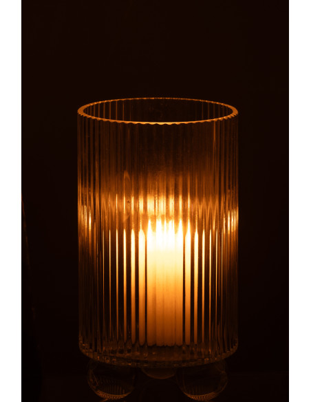 Photophore haut moderne sur pied H 21 cm Verre Transparent Clara 