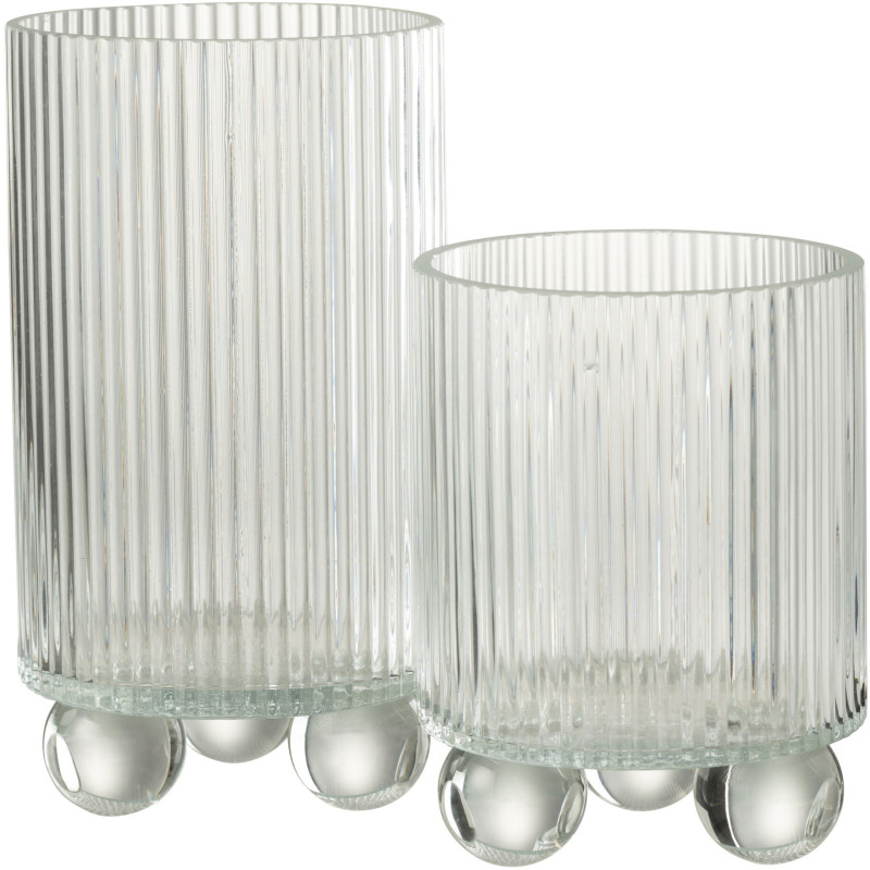 Photophore haut moderne sur pied H 21 cm Verre Transparent Clara 