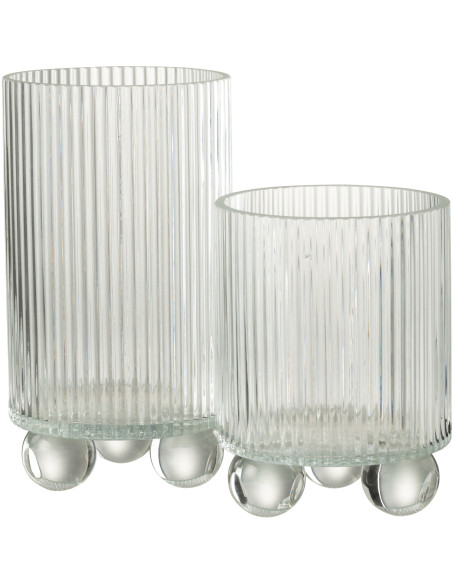 Photophore haut moderne sur pied H 21 cm Verre Transparent Clara 