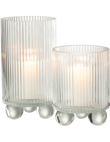 Photophore haut moderne sur pied H 21 cm Verre Transparent Clara 