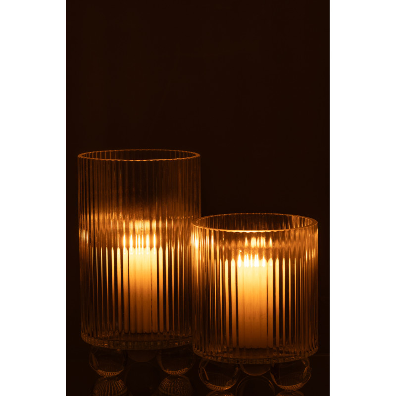 Photophore haut moderne sur pied H 21 cm Verre Transparent Clara 