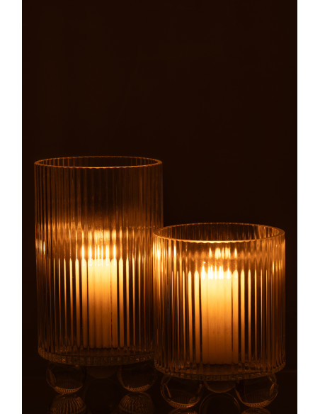 Photophore haut moderne sur pied H 21 cm Verre Transparent Clara 