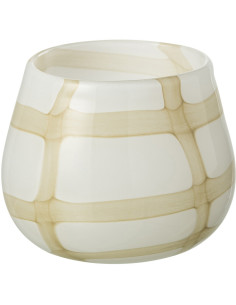 Photophore haut design pop H 25 cm Verre Orange Bleu Jaune Motif taches Solivrado 