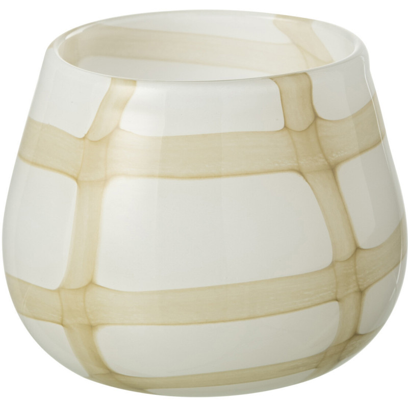 Photophore haut design pop H 25 cm Verre Orange Bleu Jaune Motif taches Solivrado 