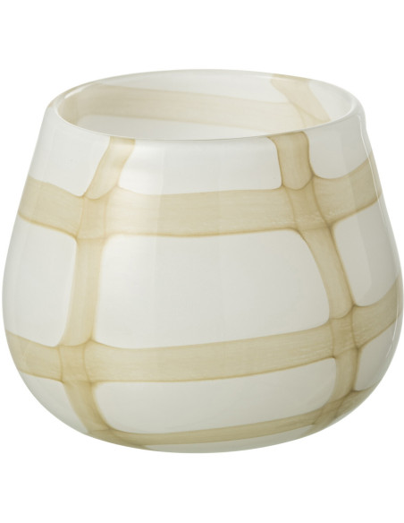 Photophore haut design pop H 25 cm Verre Orange Bleu Jaune Motif taches Solivrado 