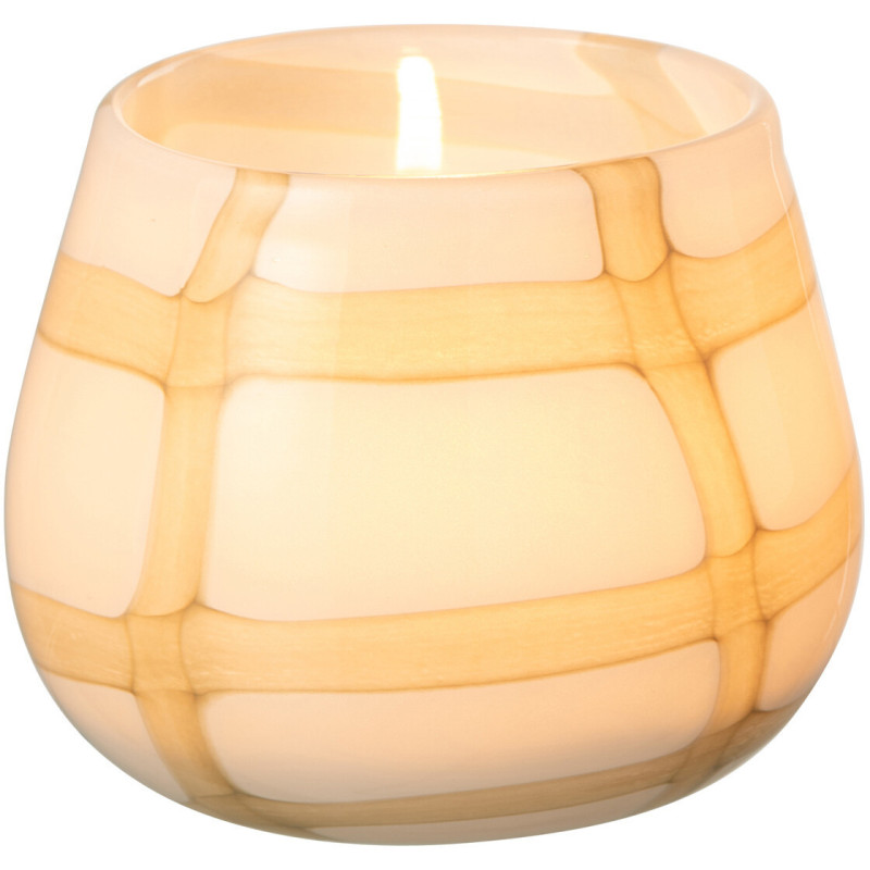 Photophore haut design pop H 25 cm Verre Orange Bleu Jaune Motif taches Solivrado 