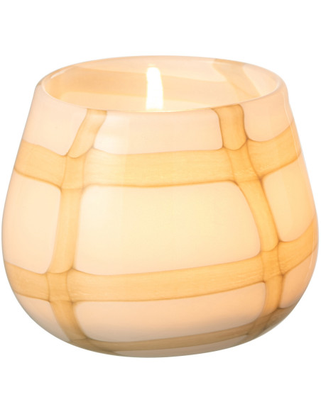 Photophore haut design pop H 25 cm Verre Orange Bleu Jaune Motif taches Solivrado 