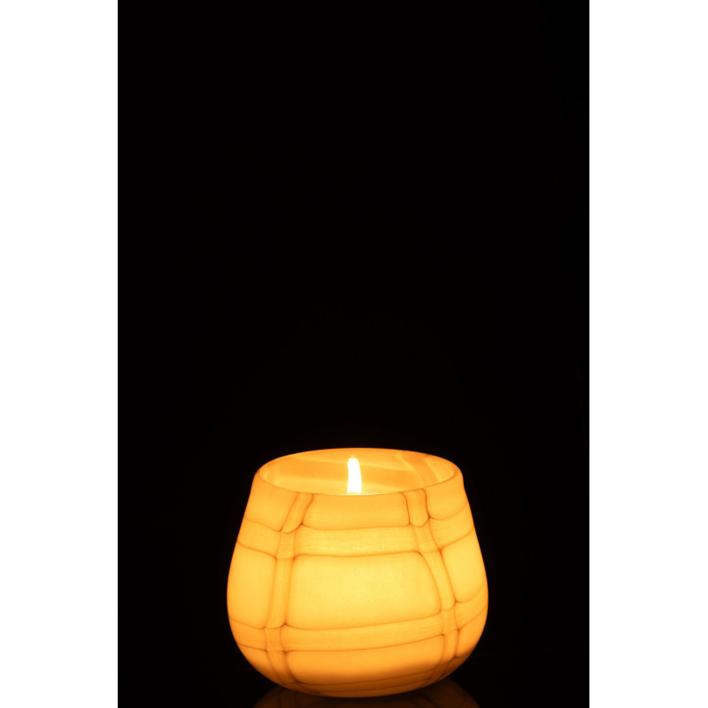 Photophore haut design pop H 25 cm Verre Orange Bleu Jaune Motif taches Solivrado 