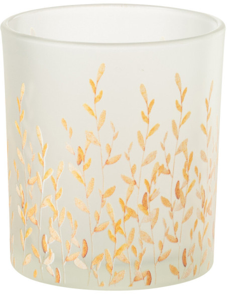 Photophore bohème chic D 9 cm Verre Transparent Motif feuillage Sally 