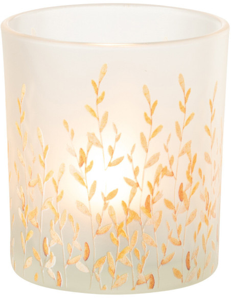 Photophore bohème chic D 9 cm Verre Transparent Motif feuillage Sally 