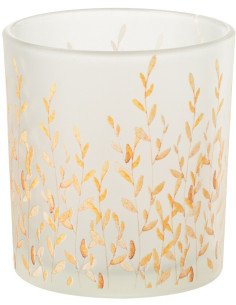 Photophore bohème chic D 7 cm Verre Transparent Motif feuillage Sally 