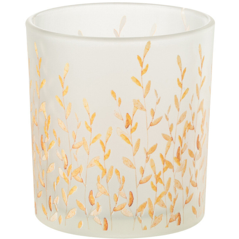 Photophore bohème chic D 7 cm Verre Transparent Motif feuillage Sally 