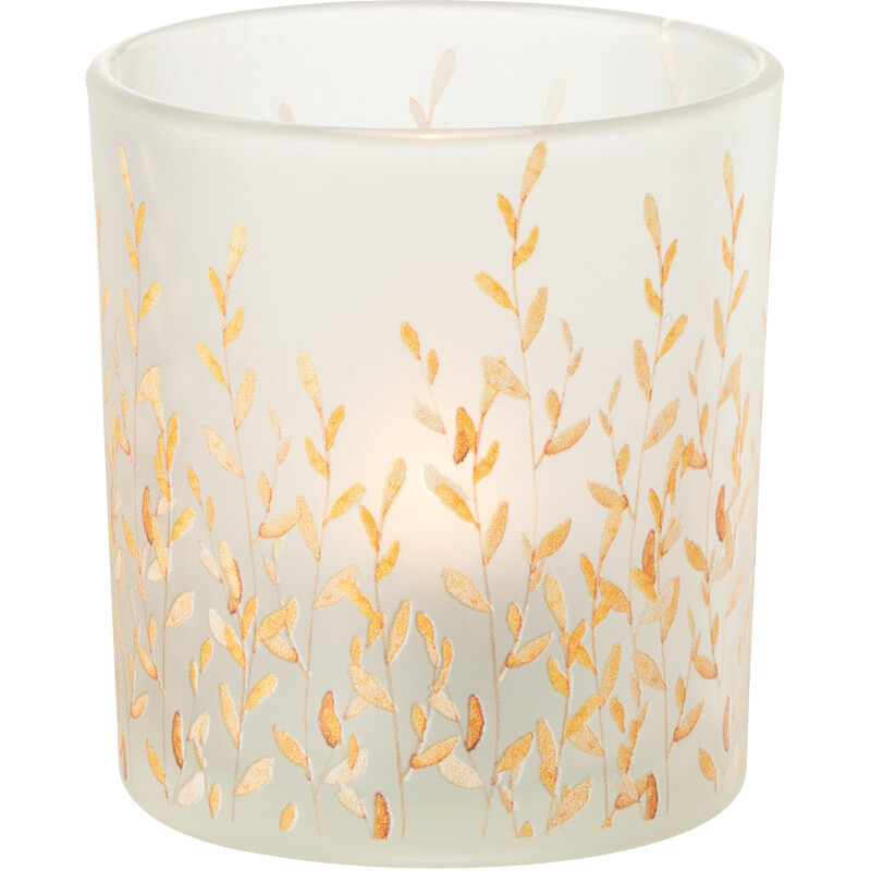 Photophore bohème chic D 7 cm Verre Transparent Motif feuillage Sally 