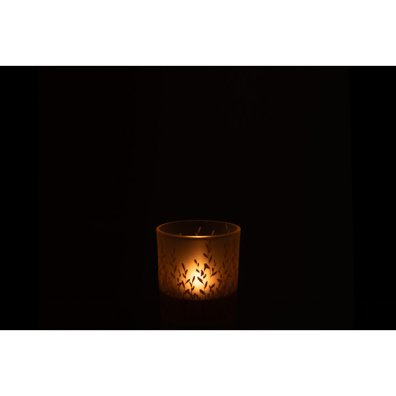 Photophore bohème chic D 7 cm Verre Transparent Motif feuillage Sally 