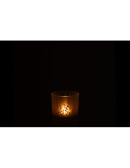 Photophore bohème chic D 7 cm Verre Transparent Motif feuillage Sally 