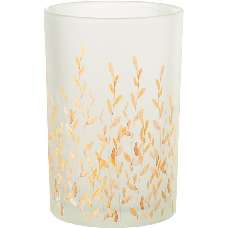 Photophore bohème chic D 12 cm Verre Transparent Motif feuillage Sally 