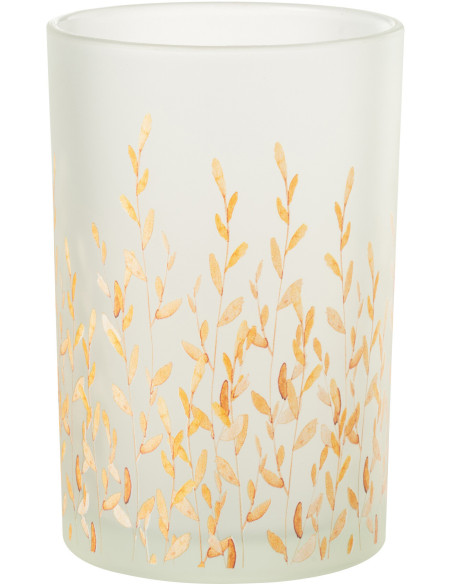 Photophore bohème chic D 12 cm Verre Transparent Motif feuillage Sally 