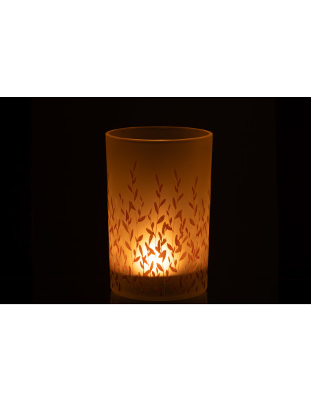 Photophore bohème chic D 12 cm Verre Transparent Motif feuillage Sally 