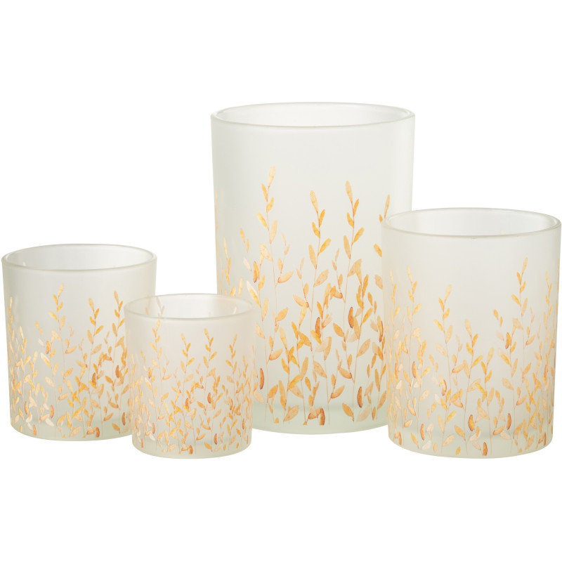 Photophore bohème chic D 12 cm Verre Transparent Motif feuillage Sally 