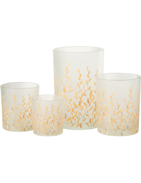 Photophore bohème chic D 12 cm Verre Transparent Motif feuillage Sally 