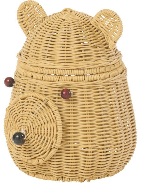 Panier de rangement Tête d'ourson Rotin synthétique Naturel Tressé Callisto 