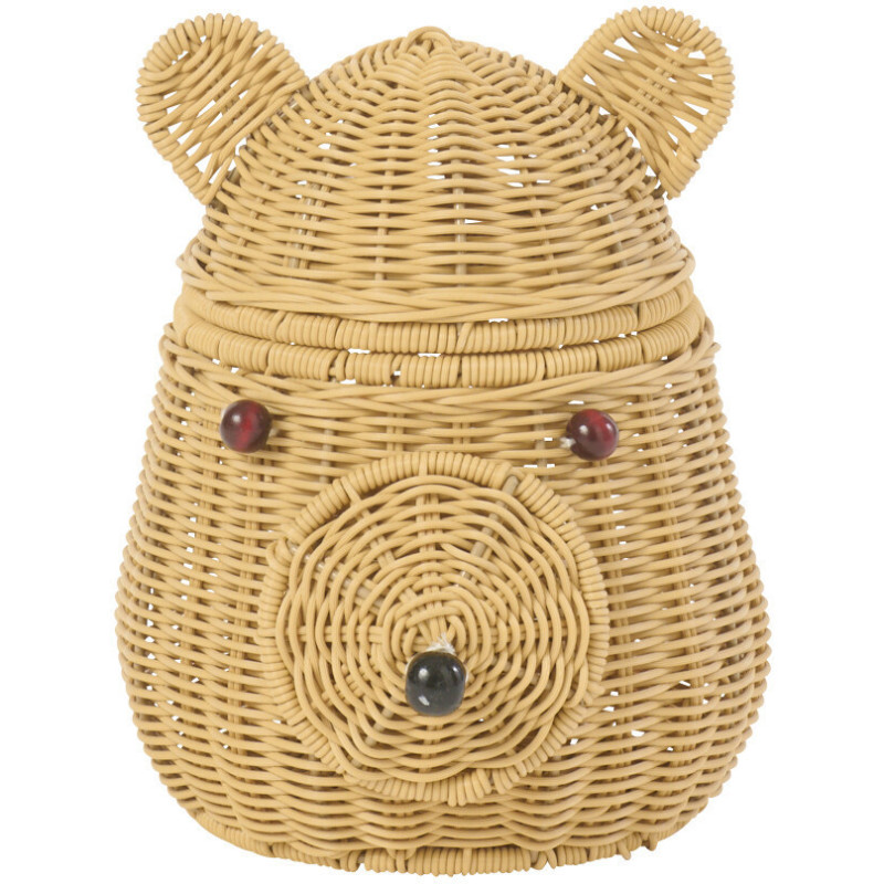 Panier de rangement Tête d'ourson Rotin synthétique Naturel Tressé Callisto 