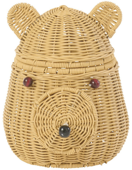 Panier de rangement Tête d'ourson Rotin synthétique Naturel Tressé Callisto 