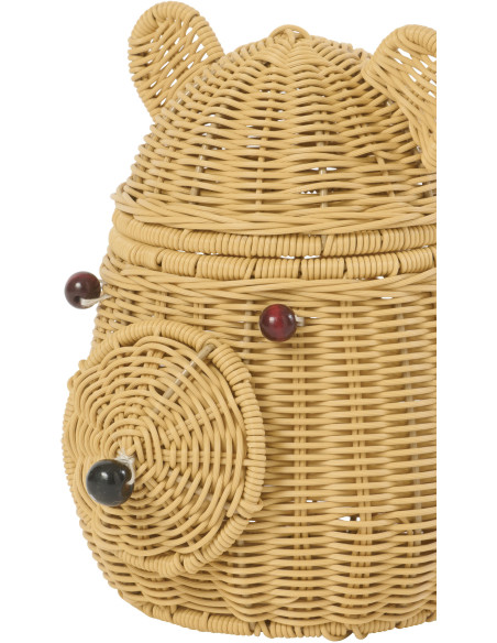 Panier de rangement Tête d'ourson Rotin synthétique Naturel Tressé Callisto 