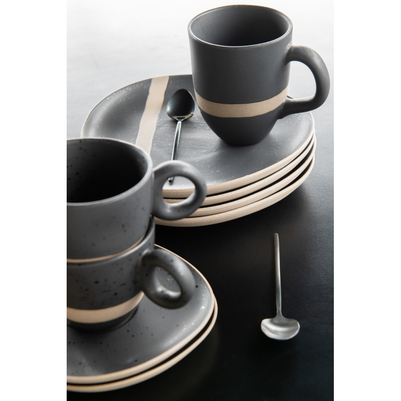 Mug Japandi chic 370 ml Céramique Noir Taupe Kuroki 