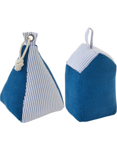 Lot de Cale-portes bord de mer Ancre & Maison H 28 cm Tissu Bleu Blanc Motif rayures Sealia 