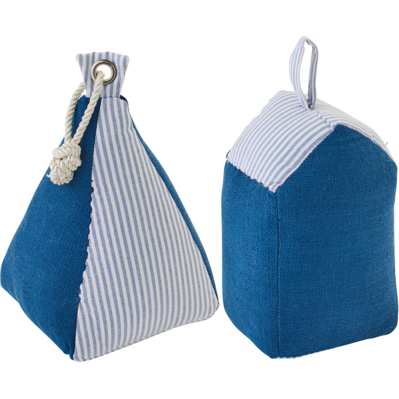 Lot de Cale-portes bord de mer Ancre & Maison H 28 cm Tissu Bleu Blanc Motif rayures Sealia 