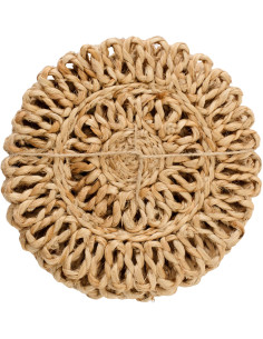 Lot de 6 Sous-verres bohème chic Rond 12 cm Jute Naturel Tressé Soléra 