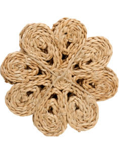 Lot de 6 Sous-verres bohème chic Fleur 12 cm Jute Naturel Tressé Florova 