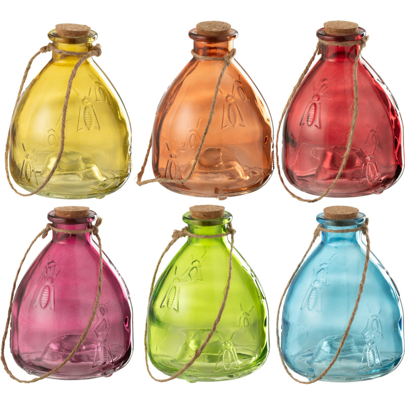 Lot de 6 Pièges à guêpes à suspendre Verre Multicolore Popa 