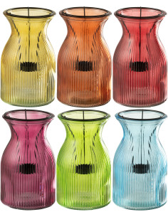 Lot de 6 Photophores design pop H 19 cm Verre Multicolore Popa 
