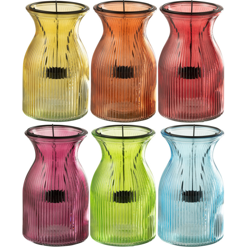 Lot de 6 Photophores design pop H 19 cm Verre Multicolore Popa 