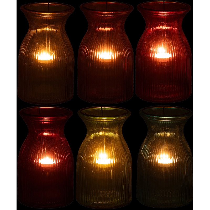 Lot de 6 Photophores design pop H 19 cm Verre Multicolore Popa 