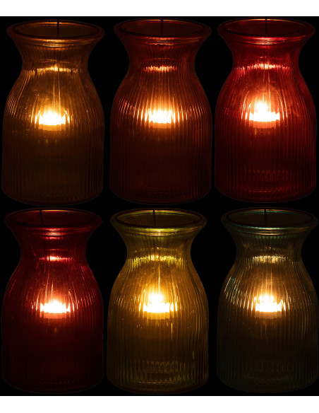 Lot de 6 Photophores design pop H 19 cm Verre Multicolore Popa 