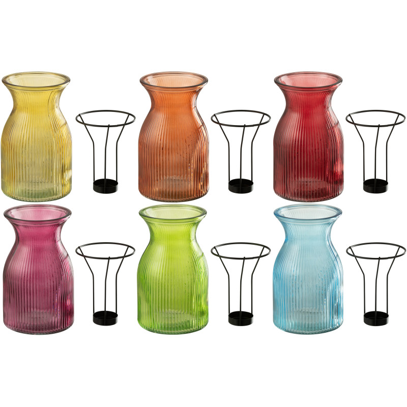 Lot de 6 Photophores design pop H 19 cm Verre Multicolore Popa 