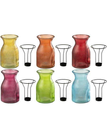 Lot de 6 Photophores design pop H 19 cm Verre Multicolore Popa 